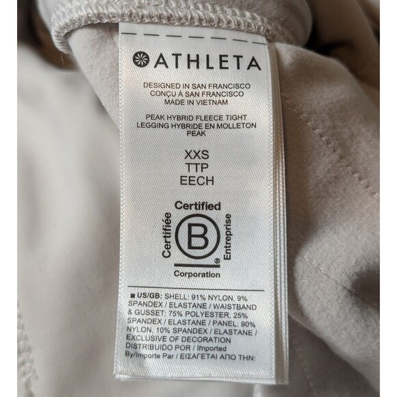 Athleta Peak Hybrid Fleece Size XXS Birch Grey Tight Winter Sport Pockets - Picture 8 of 11